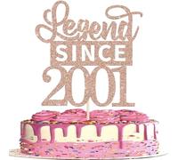 SYKYCTCY 1 Pack Legend Since 2001 Cake Topper Glitter Happy 25th Birthday Cake Pick 25 Fabulous Cake Decorations for Cheers to 25th Birthday Wedding Anniversary Party Supplies