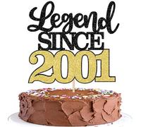 SYKYCTCY 1 Pack Legend Since 2001 Cake Topper Glitter Happy 25th Birthday Cake Pick 25 Fabulous Cake Decorations for Cheers to 25th Birthday Wedding Anniversary Party Supplies