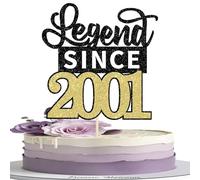 SYKYCTCY 1 Pack Legend Since 2001 Cake Topper Glitter Happy 25th Birthday Cake Pick 25 Fabulous Cake Decorations for Cheers to 25th Birthday Wedding Anniversary Party Supplies