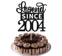 SYKYCTCY 1 Pack Legend Since 2004 Cake Topper Glitter Happy 21st Birthday Cake Pick 21 Fabulous Cake Decorations for Cheers to 21st Birthday Wedding Anniversary Party Supplies