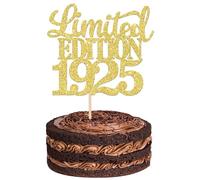 SYKYCTCY 1 Pack Limited Edition 1925 Cake Topper Glitter Happy 100th Birthday Cake Pick 1925 Fabulous Cake Decorations for Cheers to 100th Birthday Wedding Anniversary Party Supplies Gold