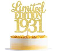 SYKYCTCY 1 Pack Limited Edition 1931 Cake Topper Glitter Happy 95th Birthday Cake Pick 95 Fabulous Cake Decorations for Cheers to 95th Birthday Wedding Anniversary Party Supplies Gold