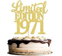 SYKYCTCY 1 Pack Limited Edition 1971 Cake Topper Glitter Happy 55th Birthday Cake Pick 55 Fabulous Cake Decorations for Cheers to 55th Birthday Wedding Anniversary Party Supplies Gold