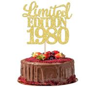 SYKYCTCY 1 Pack Limited Edition 1980 Cake Topper Glitter Happy 45th Birthday Cake Pick 45 Fabulous Cake Decorations for Cheers to 45th Birthday Wedding Anniversary Party Supplies Gold