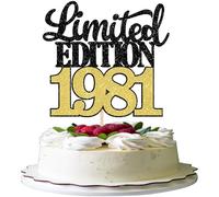 SYKYCTCY 1 Pack Limited Edition 1980 Cake Topper Glitter Happy 45th Birthday Cake Pick 45 Fabulous Cake Decorations for Cheers to 45th Birthday Wedding Anniversary Party Supplies Blue