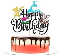 SYKYCTCY 1 Pack Moana Happy Birthday Cake Topper Glitter Palm Leaf Flower Moana Cake Pick for Ocean Adventure Tropical Hawaiian Luau Theme Baby Shower Kids Birthday Party Cake Decorations Supplies