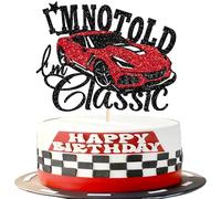 SYKYCTCY 1 Pack Race Car Cake Topper Black Glitter Happy Birthday Cake Topper Checkered Flag Cake Decoration for Race Car Theme Baby Shower Birthday Party Cake Decorations Supplies