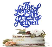 SYKYCTCY 1 Pack The Legend Has Retired Cake Topper Glitter Going Away Cupcake Pick for Happy Farewell Retirement Theme Birthday Party Cake Decorations Supplies Blue