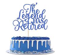 SYKYCTCY 1 Pack The Legend has Retired Cake Topper Glitter Retirement Cupcake Pick for Going Away Happy Retirement Theme Birthday Party Cake Decorations Supplies Gold