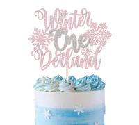 SYKYCTCY 1 Pack Winter Onederland 1st Birthday Cake Topper Glitter Winter Snowflake One Cake Pick Decoration for Winter Wonderland Snowflake First Birthday Theme Baby Shower Kids Party Supplies