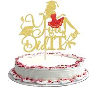 SYKYCTCY 1 Pack You Did It Cake Topper Glitter Grad Cap Diploma Cake Pick Class of 2026 Cake Decoration for 2026 Senior 2026 Girl Graduation Theme Party Supplies Gold Red