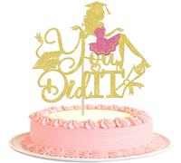 SYKYCTCY 1 Pack You Did It Cake Topper Glitter Grad Cap Diploma Cake Pick Class of 2026 Cake Decoration for 2026 Senior 2026 Girl Graduation Theme Party Supplies Gold