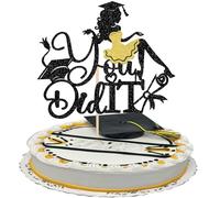 SYKYCTCY 1 Pack You Did It Cake Topper Glitter Grad Cap Diploma Cake Pick Class of 2026 Decoration for 2026 Senior 2026 Girl Graduation Theme Party Cake Decoration Supplies Gold