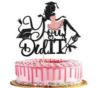 SYKYCTCY 1 Pack You Did It Cake Topper Glitter Grad Cap Diploma Cake Pick Class of 2026 Decoration for 2026 Girl Graduation Theme Party Cake Decoration Supplies Rosegold