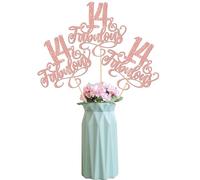 SYKYCTCY 12 Pack 14th Birthday Centerpiece Sticks Assembled Glitter 14 & Fabulous Birthday Table Flower Centerpiece Sticks for Cheers to 14 Years Old Birthday Theme Party Supplies Rose Gold