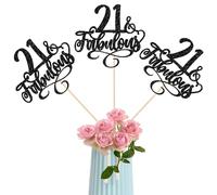 SYKYCTCY 12 Pack 21 & Fabulous Centerpiece Sticks Assembled Glitter Twenty-one Fabluous 21st Birthday Table Flower Centerpiece Sticks for Cheers to 21 Years Old 21st Birthday Theme Party Supplies