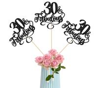 SYKYCTCY 12 Pack 30 & Fabulous Centerpiece Sticks Assembled Glitter Thirty and Fabluous 30th Birthday Table Flower Centerpiece Sticks for Cheers to 30 Years Old 30th Birthday Theme Party Supplies