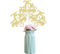 SYKYCTCY 12 Pack 75 & Fabulous Centerpiece Sticks Assembled Glitter Seventy-five Fabluous 75th Birthday Table Flower Centerpiece Sticks for Cheers to 75 Years Old 75th Birthday Theme Party Supplies