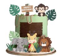 SYKYCTCY 12 Pack Animal Cupcake Toppers Tropical Leave Woodland Tropical Farm Animals Cupcake Picks Jungle Safari Animal Cake Decorations Kids Birthday Baby Shower Theme Party Supplies