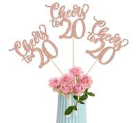 SYKYCTCY 12 Pack Cheers to 20 Centerpiece Sticks Assembled Glitter Number 20 Twenty 20th Birthday Table Flower Centerpiece Sticks for Cheers to 20 Years Old 20th Birthday Theme Party Supplies
