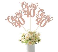 SYKYCTCY 12 Pack Cheers to 40 Centerpiece Sticks Assembled Glitter Number 40 Forty 40th Birthday Table Flower Centerpiece Sticks for Cheers to 40 Years Old 40th Birthday Theme Party Supplies