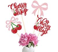SYKYCTCY 12 Pack Cherry Centerpiece Sticks Assembled Glitter She's The Cherry On Top Table Flower Centerpiece Sticks for Fruit Theme Wedding Bridal Shower Birthday Party Cake Decorations Supplies