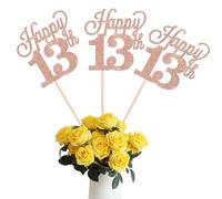 SYKYCTCY 12 Pack Happy 13th Centerpiece Sticks Glitter Number 13 Thirteen 13th Birthday Table Flower Centerpiece Sticks for Cheers to 13 Years Old 13th Birthday Theme Party Supplies