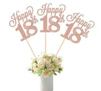 SYKYCTCY 12 Pack Happy 18th Centerpiece Sticks Glitter Number 18 Eighteen 18th Birthday Table Flower Centerpiece Sticks for Cheers to 18 Years Old 18th Birthday Theme Party Supplies