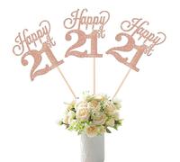 SYKYCTCY 12 Pack Happy 21st Centerpiece Sticks Glitter Number 21 Twenty-one 21st Birthday Table Flower Centerpiece Sticks for Cheers to 21 Years Old 21st Birthday Theme Party Supplies