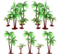 SYKYCTCY 12 Pack Plastic Green Palm Tree Coconuts Cupcake Toppers Miniature Palm Tree Figurines Cake Toppers Decorations for Tropical Summer Beach Hawaii Luau Baby Shower BirthdayParty Supplies