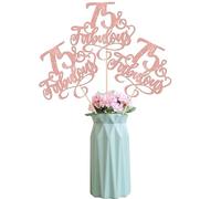 SYKYCTCY 12 Pack Rose Gold Fabulous 75th Birthday Cake Topper Centerpiece Sticks for Cheers to 75 Years Old Birthday Theme Party Supplies