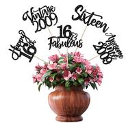 SYKYCTCY 15 Pack Happy 16th Birthday Centerpiece Sticks Glitter Vintage 2009 Sixteen 16 Fabulous Awesome Since 2009 Table Flower Centerpiece Sticks for 16 Fabulous Theme Party Supplies Black