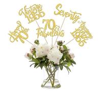 SYKYCTCY 15 Pack Happy 70th Birthday Centerpiece Sticks Glitter Vintage 1955 Seventy 70 Fabulous Awesome Since 1955 Table Flower Centerpiece Sticks for 70 Fabulous Theme Party Supplies Black