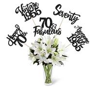 SYKYCTCY 15 Pack Happy 70th Birthday Centerpiece Sticks Glitter Vintage 1955 Seventy 70 Fabulous Awesome Since 1955 Table Flower Centerpiece Sticks for 70 Fabulous Theme Party Supplies Black