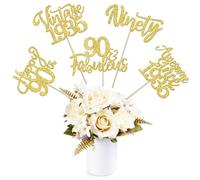 SYKYCTCY 15 Pack Happy 90th Birthday Centerpiece Sticks Assembled Glitter Vintage 1935 Ninety 90 Fabulous Awesome Since 1935 Table Flower Centerpiece Sticks for 90 Fabulous Theme Party Supplies Black