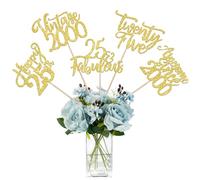 SYKYCTCY 15 Pack Vintage 2000 Centerpiece Sticks Assembled Glitter 25 Fabulous Happy 25th Twenty-five Awesome Since 2000 Table Flower Centerpiece Sticks for 25th Birthday Fabulous Theme Party Supplies