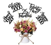SYKYCTCY 15 Pack Vintage 2000 Centerpiece Sticks Assembled Glitter 25 Fabulous Happy 25th Twenty-five Awesome Since 2000 Table Flower Centerpiece Sticks for 25th Birthday Fabulous Theme Party Supplies