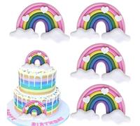 SYKYCTCY 2 Pack Rainbow Cake Toppers Happy Birthday Cake Decorations Cute Small Rainbow Cake Picks for Wedding Anniversary Birthday Baby Shower Themed Party Supplies