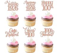 SYKYCTCY 24 Pack 100th Birthday Cupcake Toppers Glitter One Hundred 100 Fabulous Vintage 1926 Cupcake Picks Awesome Since 1926 Cake Decorations for 100th Birthday Anniversary Party Supplies