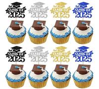 SYKYCTCY 24 Pack 2025 Graduation Cupcake Toppers Glitter Class of 2025 Cupcake Picks Diploma Done Congrats 2025 Cupcake Decorations for 2025 Graduation Theme Party Supplies Multi