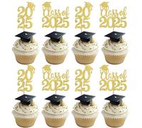 SYKYCTCY 24 Pack 2025 Graduation Cupcake Toppers Glitter Diploma Class of 2025 Cupcake Picks Congrats 2025 Cupcake Decorations for Graduation School Boys Girls Grad Party Cake Decorations Supplies