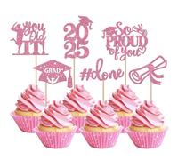 SYKYCTCY 24 Pack 2025 Graduation Cupcake Toppers Glitter So Proud of You Done Diploma Grad Cap Cupcake Picks You Did it Cake Decorations for 2025 Graduation Theme Party Supplies