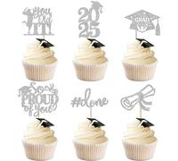 SYKYCTCY 24 Pack 2025 Graduation Cupcake Toppers Glitter So Proud of You Done Diploma Grad Cap Cupcake Picks You Did it Cake Decorations for 2025 Graduation Theme Party Supplies