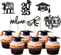 SYKYCTCY 24 Pack 2025 Graduation Cupcake Toppers Glitter So Proud of You Done Diploma Grad Cap Cupcake Picks You Did it Cake Decorations for 2025 Graduation Theme Party Supplies