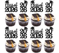 SYKYCTCY 24 Pack 2026 Graduation Cupcake Toppers Glitter Diploma Class of 2026 Cupcake Picks Congrats 2026 Cupcake Decorations for Graduation School Boys Girls Grad Party Cake Decorations Supplies