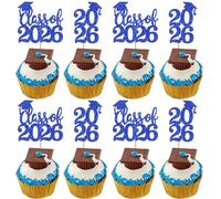 SYKYCTCY 24 Pack 2026 Graduation Cupcake Toppers Glitter Diploma Class of 2026 Cupcake Picks Congrats 2026 Cupcake Decorations for Graduation School Boys Girls Grad Party Cake Decorations Supplies