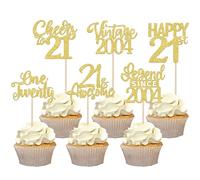 SYKYCTCY 24 Pack 21st Birthday Cupcake Toppers Glitter Legend Since 2004 Cupcake Picks Twenty-One Happy 21st Vintage 2004 Cake Decorations for Cheers to 21 Years Birthday Party Decorations Supplies