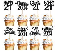 SYKYCTCY 24 Pack 21st Birthday Cupcake Toppers Glitter Legend Since 2004 Cupcake Picks Twenty-One Happy 21st Vintage 2004 Cake Decorations for Cheers to 21 Years Birthday Party Decorations Supplies