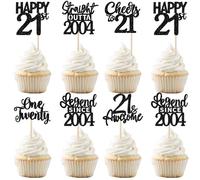 SYKYCTCY 24 Pack 21st Birthday Cupcake Toppers Glitter Legend Since 2004 Twenty One Happy 21st Straight Outta 2004 Cupcake Picks for Cheers to 21 Years 21st Birthday Party Decorations Supplies