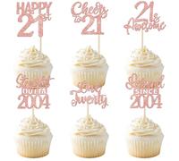 SYKYCTCY 24 Pack 21st Birthday Cupcake Toppers Glitter Legend Since 2004 Twenty One Happy 21st Straight Outta 2004 Cupcake Picks for Cheers to 21 Years 21st Birthday Party Decorations Supplies